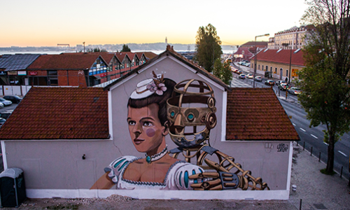 Artful graffiti on Lisbon building