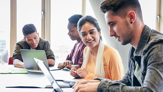 group of students studying