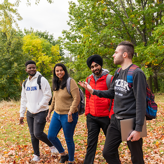 group of students outside in fall