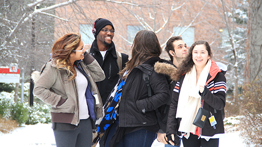 students outside on Keele Campus