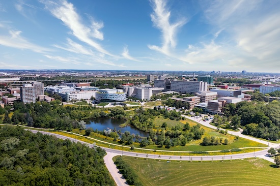 Aerial shot of York University's Keele campus