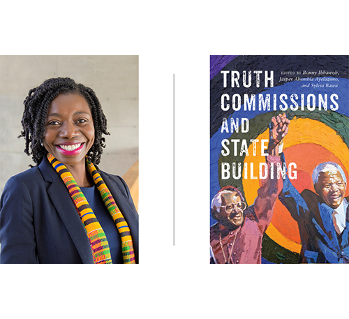 A headshot of Dr. Slyvia Bawa and an image of her co-edited book, Truth 