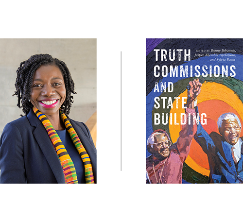 A headshot of Dr. Slyvia Bawa and an image of her co-edited book, Truth
