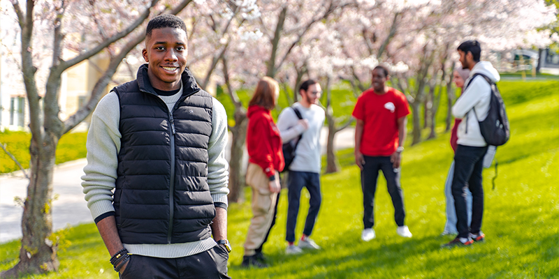 students on keele campus in the spring
