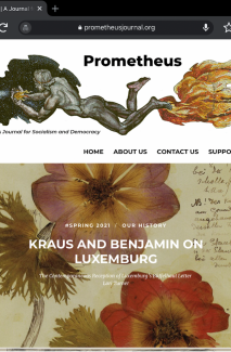 Screenshot of Kraus and Benjamin on Luxemburg article on Prometheus Journal website