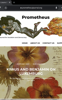 Screenshot of Kraus and Benjamin on Luxemburg article on Prometheus Journal website