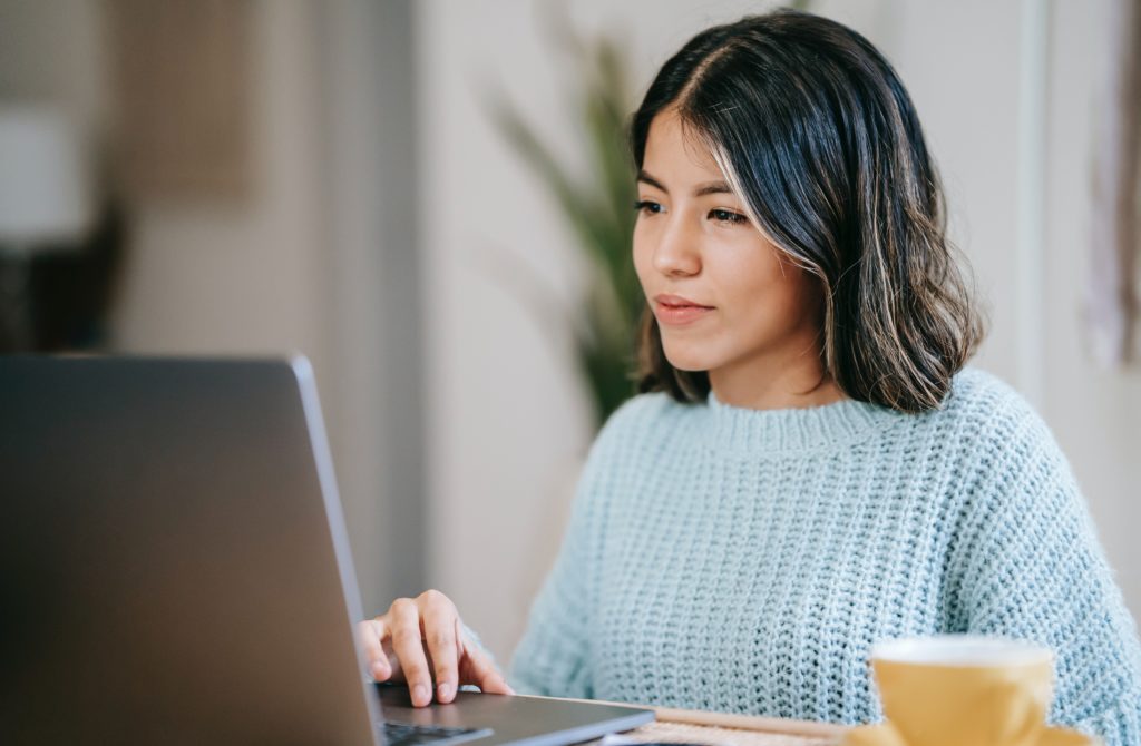 Girl staring at her laptop