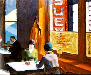 Hopper cafe; two shoppers