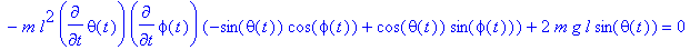 EL1 := m*l^2*(2*diff(theta(t),`$`(t,2))+diff(phi(t)...