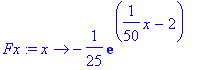 Fx := proc (x) options operator, arrow; -1/25*exp(1...