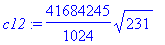 c12 := 41684245/1024*sqrt(231)