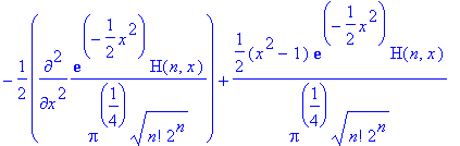 -1/2*diff(exp(-1/2*x^2)*H(n,x)/(Pi^(1/4)*sqrt(n!*2^...