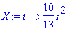 X := proc (t) options operator, arrow; 10/13*t^2 en...