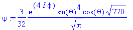 psi := 3/32*exp(4*I*phi)*sin(theta)^4*cos(theta)*sq...