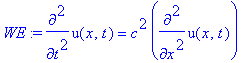 WE := diff(u(x,t),`$`(t,2)) = c^2*diff(u(x,t),`$`(x,2))