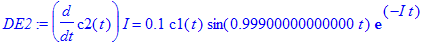 DE2 := diff(c2(t),t)*I = .1*c1(t)*sin(.99900000000000*t)*exp(-I*t)