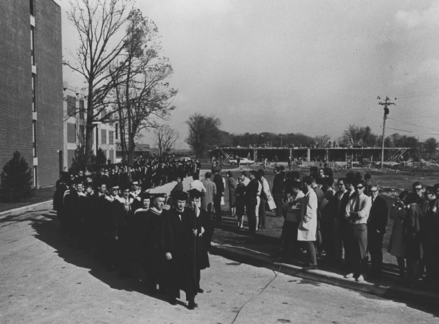 The procession at York University's official opening ceremony in 1960.