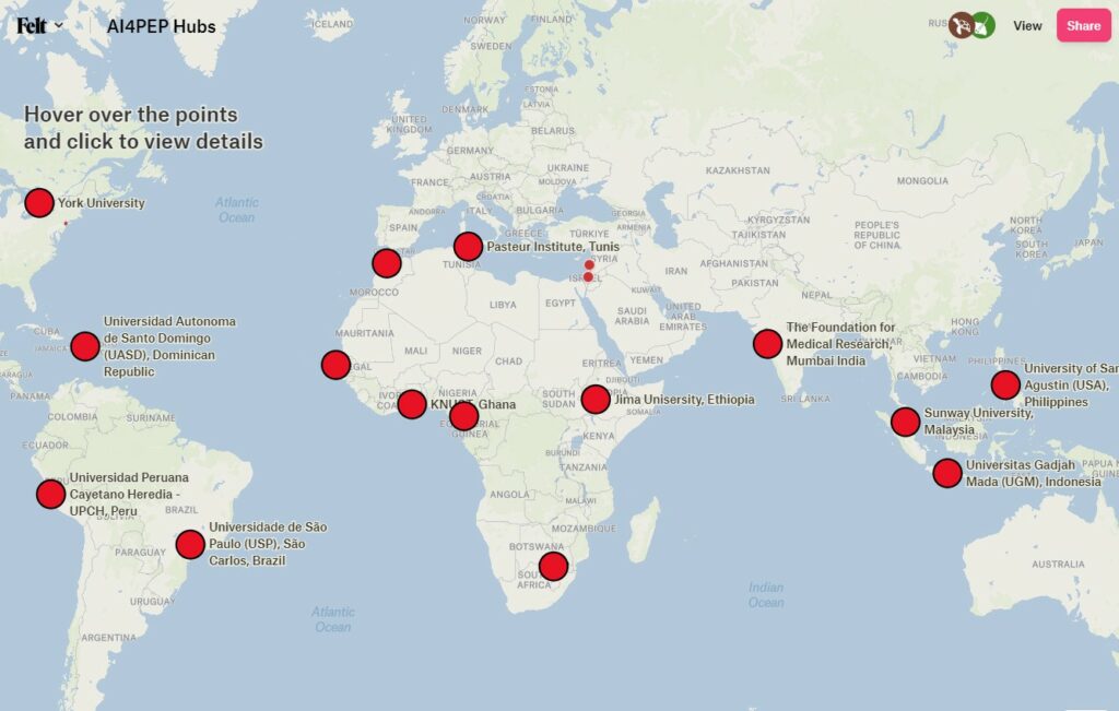 Map of where 16 hubs are