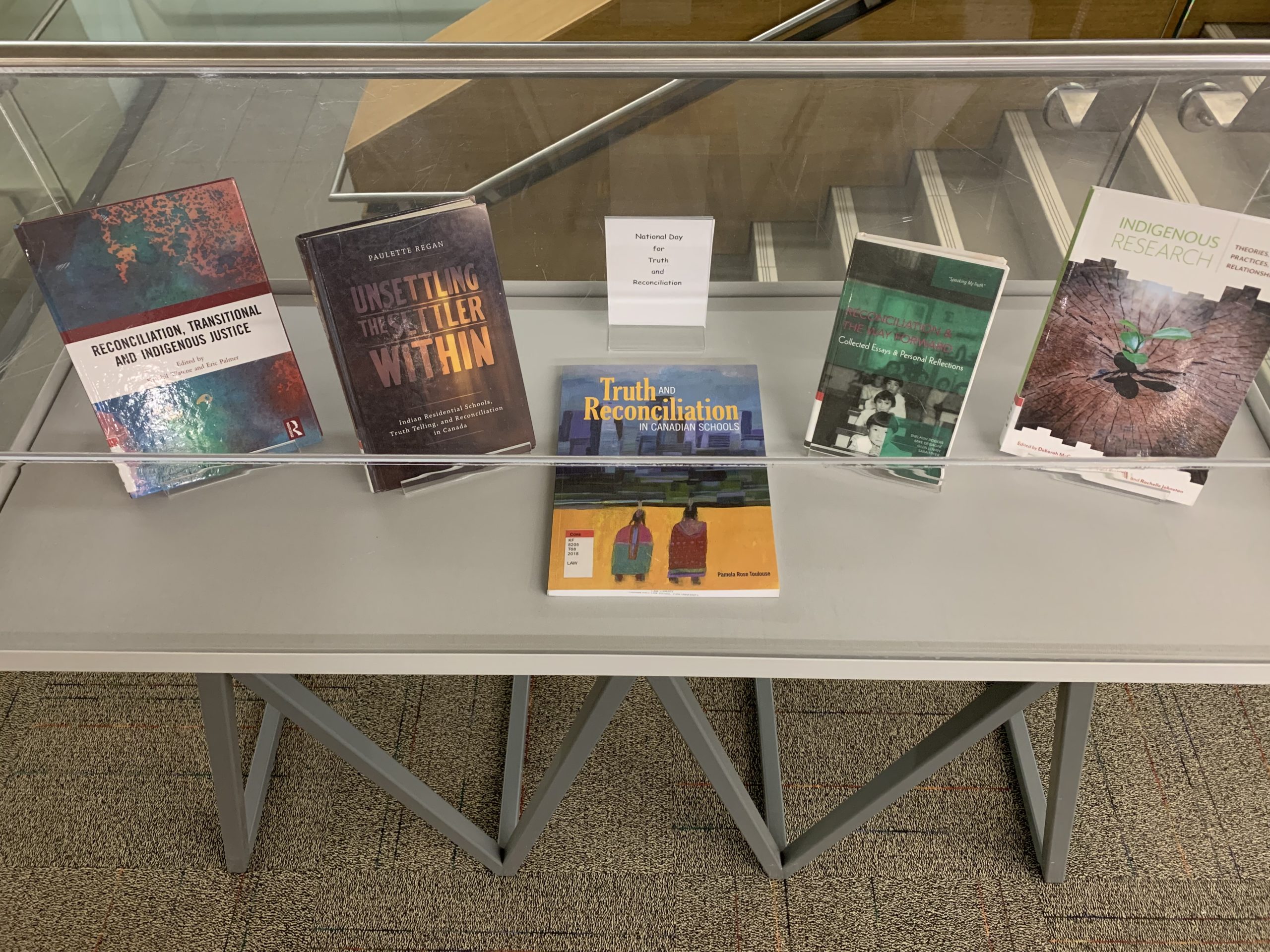 Books from the Truth and Reconciliation display.