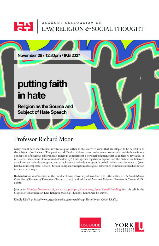 Poster of “Putting Faith In Hate: Religion As The Source And Subject Of Hate Speech”