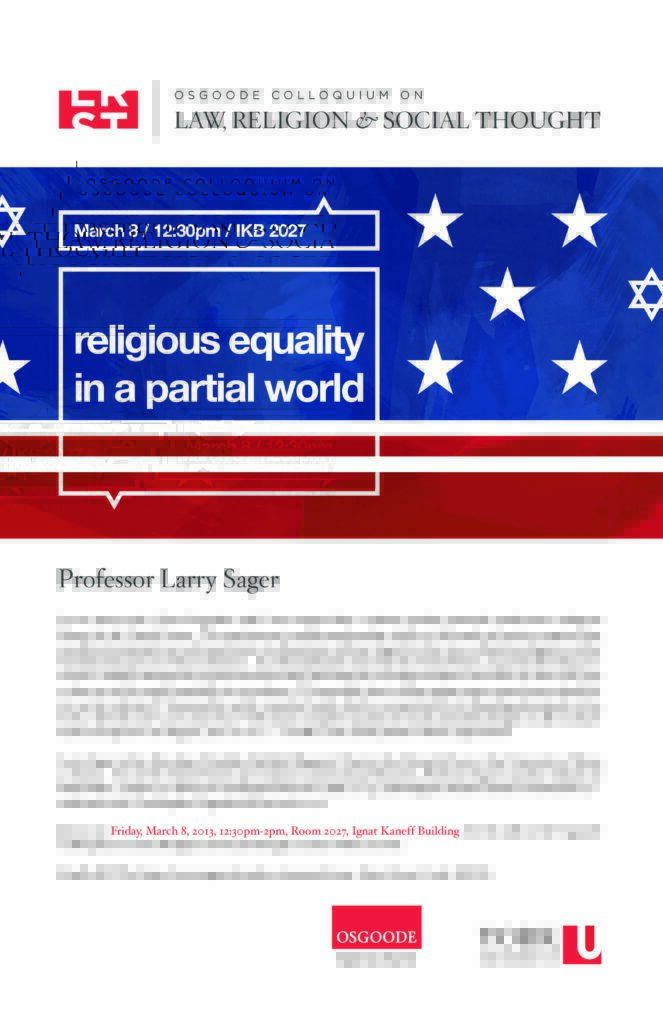 Poster of “Religious Equality in a Partial World”