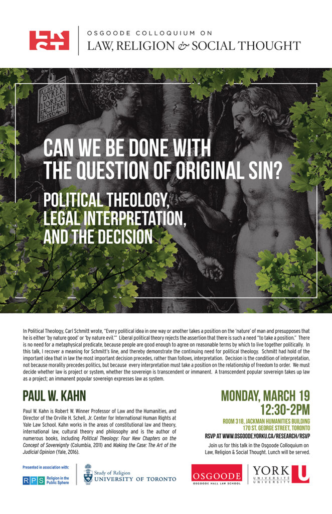 Poster of “Can We be Done with Original Sin: Political Theology, Legal Interpretation, and the Decision”