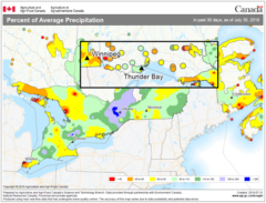 average precipitation for Ontario in July 2018