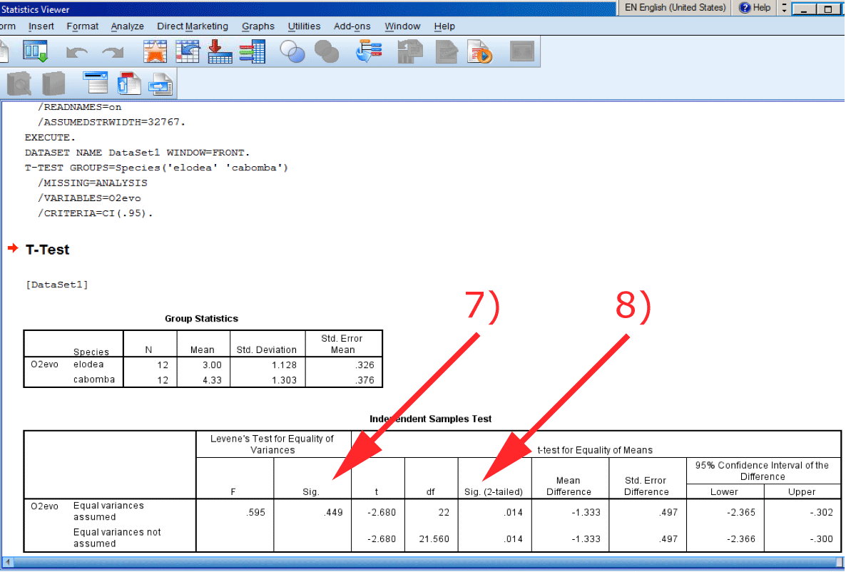 visual explanation of analysis output in SPSS