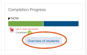 instructor view of course completion for multiple students.