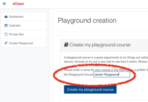 Give your playground a name. Identifying it with your name is useful when sharing it with others (who also have playgrounds)