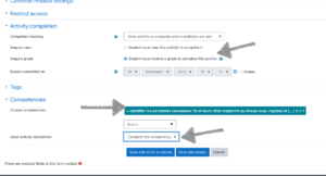 Set up the activity so that it is only marked as complete if it receives a grade and then gets marked as a competency once that happens.