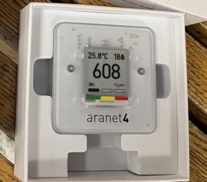 Aranet4 CO2 sensor in its box.