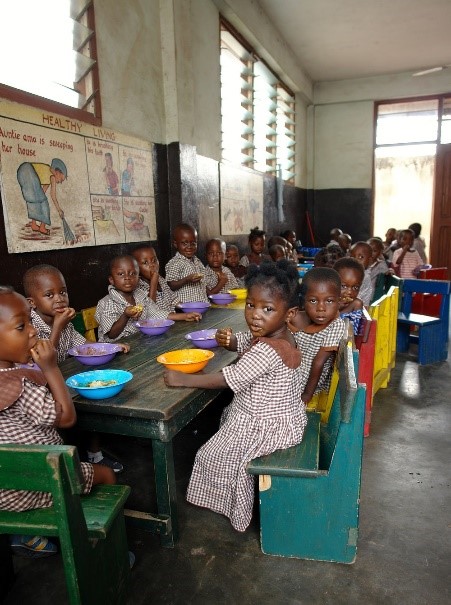 Children sitting around a table.