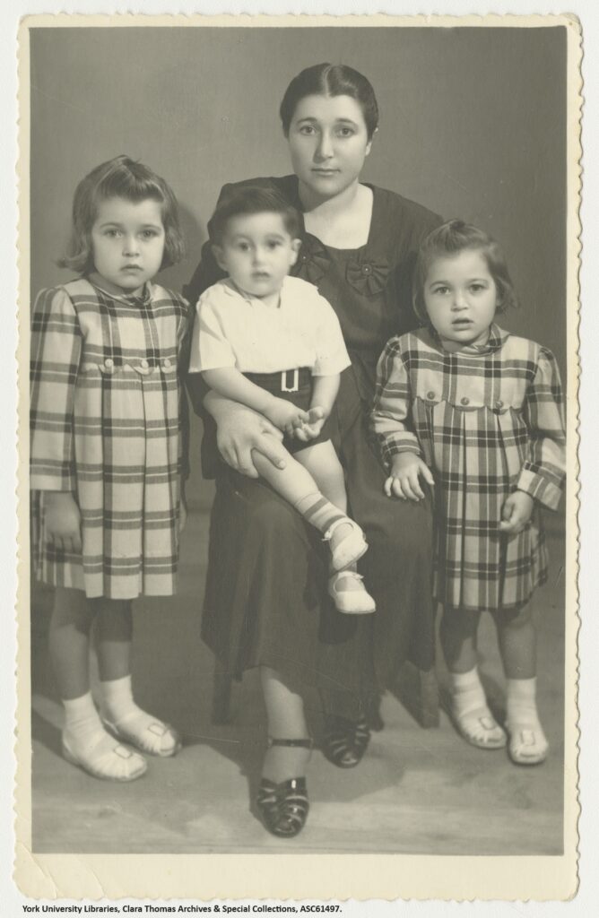 Cannis family preparing to leave Kalymnos for Canada. John Cannis is pictured with his mother, Irene, and his two sisters, Nomiki and Kathy.