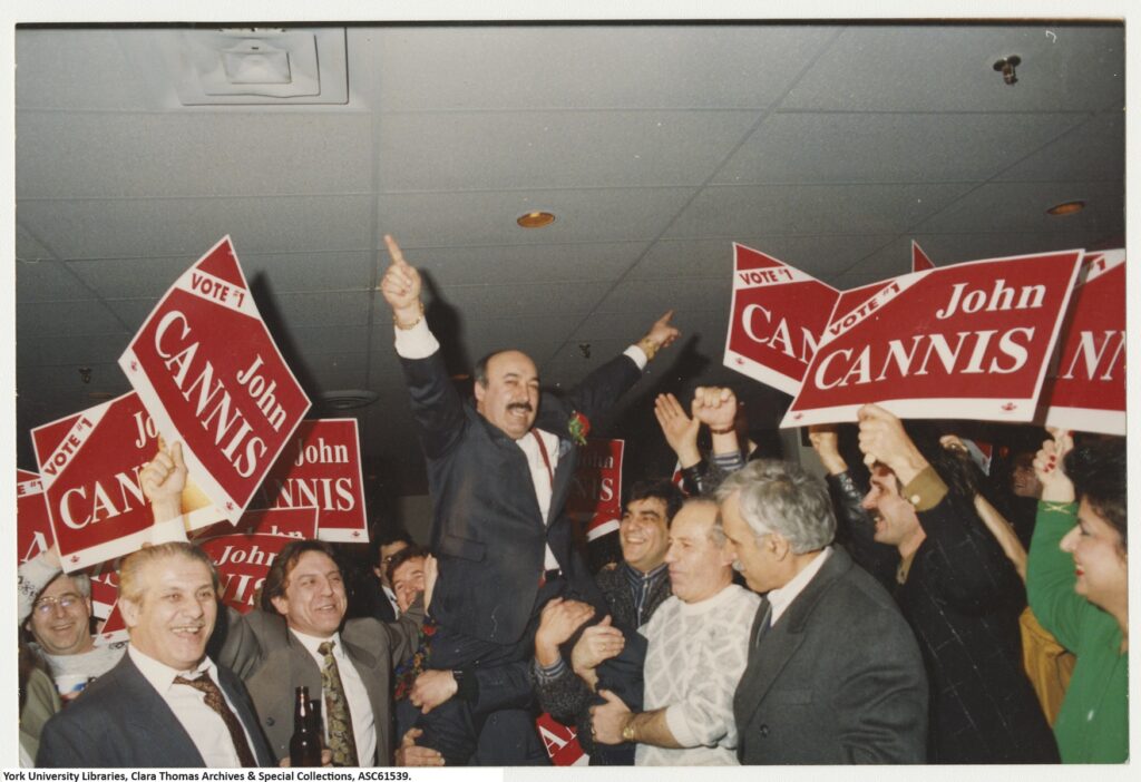 John Cannis celebrating his election victory in 1993