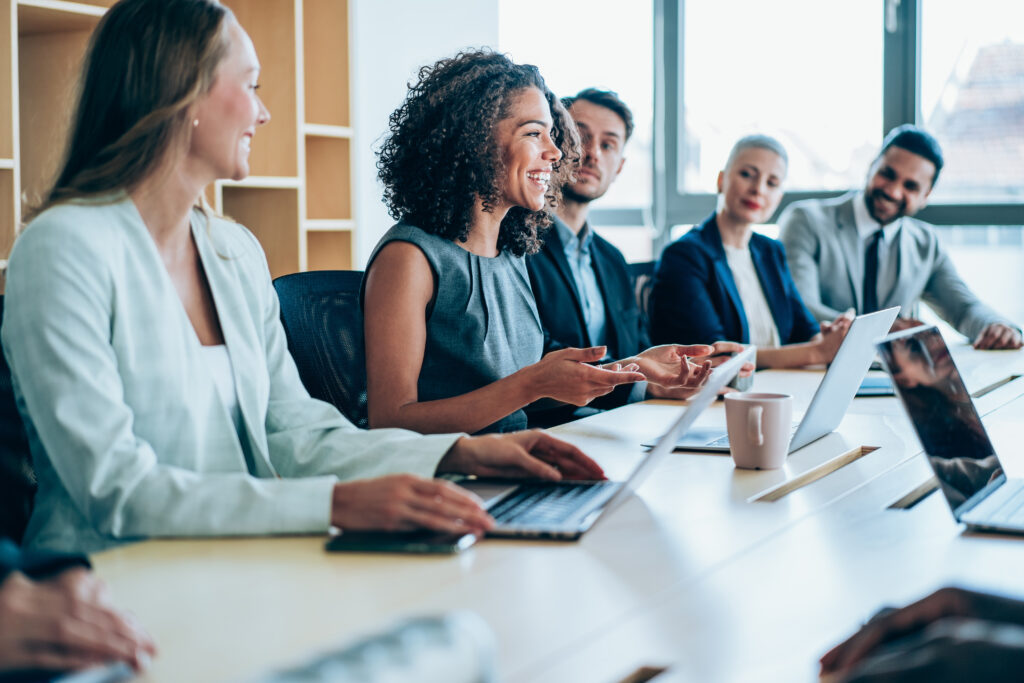 Group of entrepreneurs on meeting in board room. 