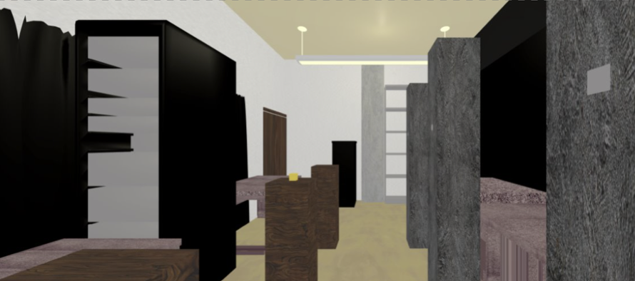 VR simulation of Room 3005 (Perception Laboratory).