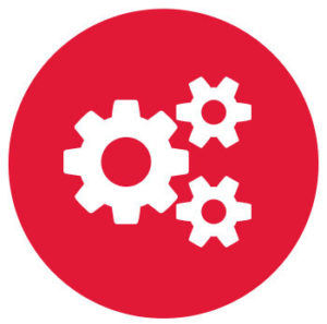 gears turning on red background