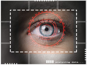 A depiction of a digital scan of an eye. 