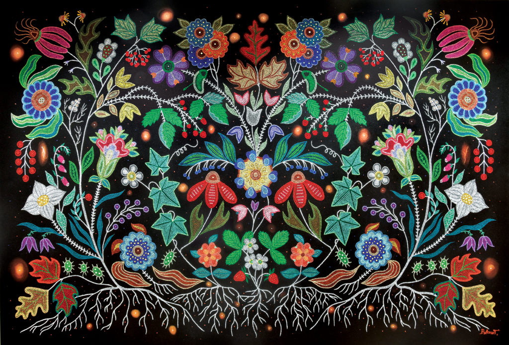 Artwork created by Métis (Otipemisiwak) artist Christi Belcourt  