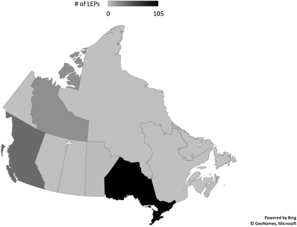 The spread of identified Local Energy Plans across Canada