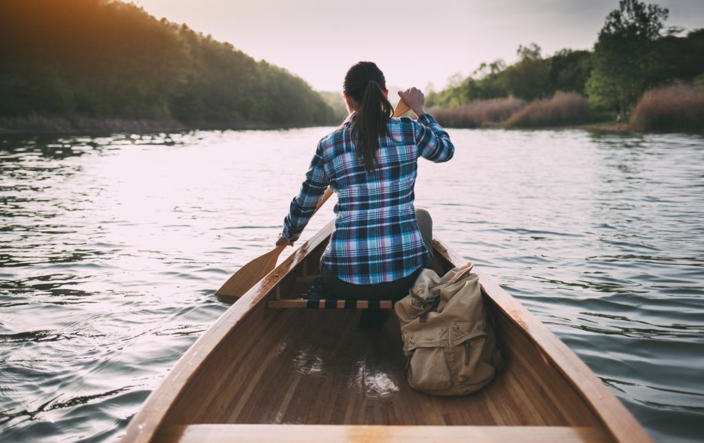 Woman canoeing