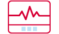 A red icon of a heart rate monitor.