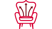 A red icon of a chair.