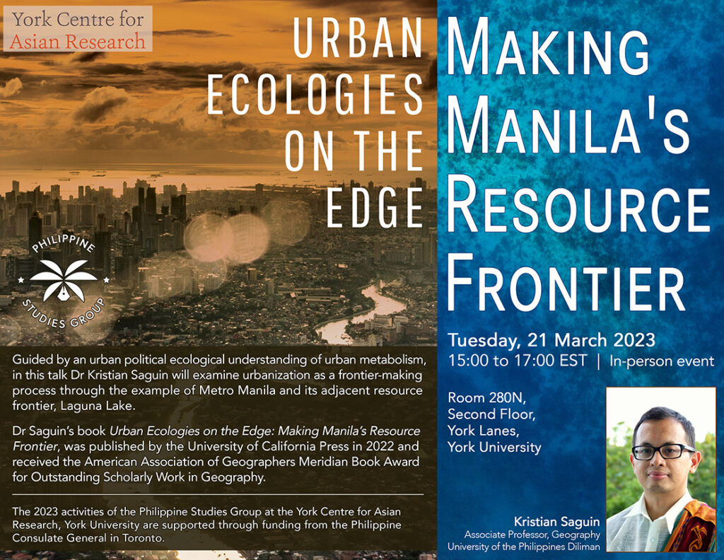 Event poster for the event with Urban Ecologies on the Edge: Making Manila's Resource Frontier