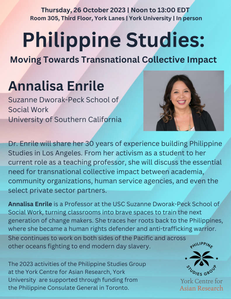 Philippine Studies: Moving Towards Transnational Collective Impact with Annalisa Enrile on Thursday, 26 October 2023