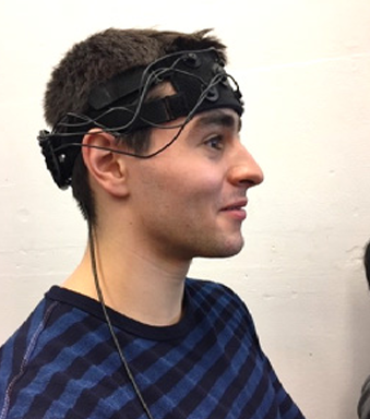 4th-year student in Biophysical Techniques course wearing a functional biophotonic cap