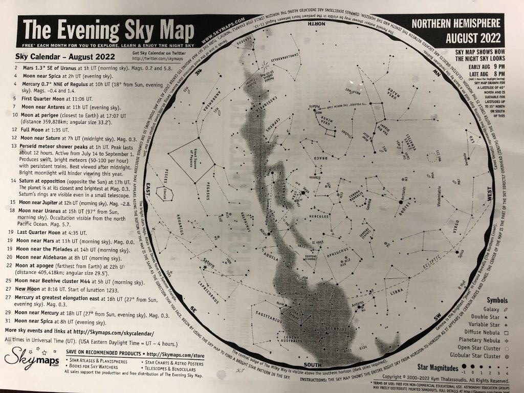 The Evening Sky Map Northern Hemisphere August 2022
