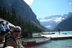 Yvonne-enjoying-the-soothing-waters-of-Lake-Louise-July-2007