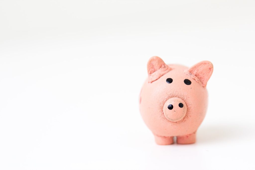 Piggy bank with white background